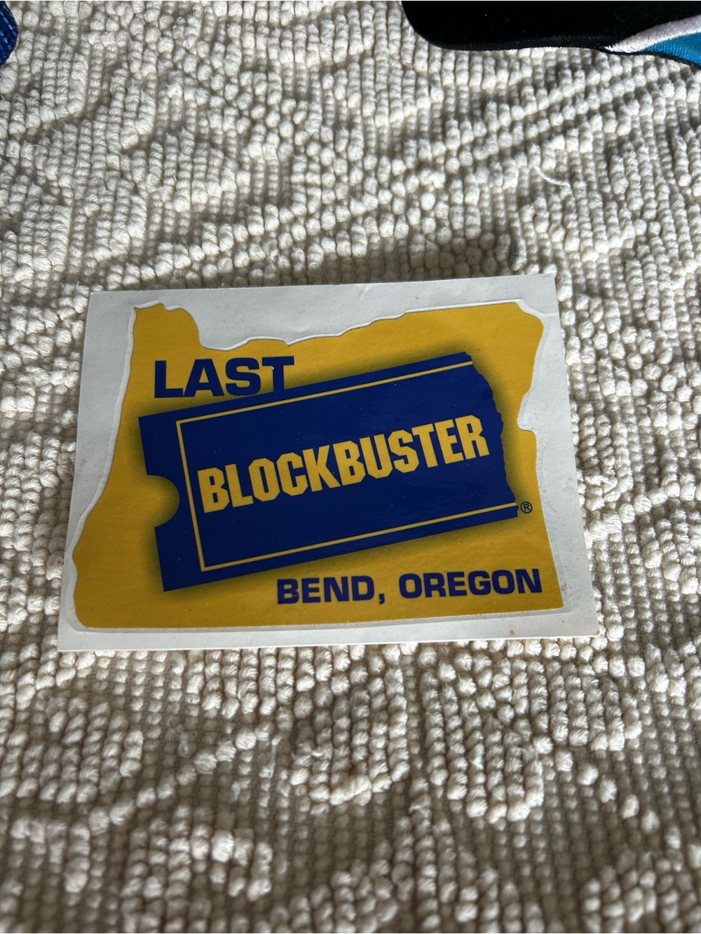 Last Blockbuster Bend Oregon Sticker - Blue & Yellow